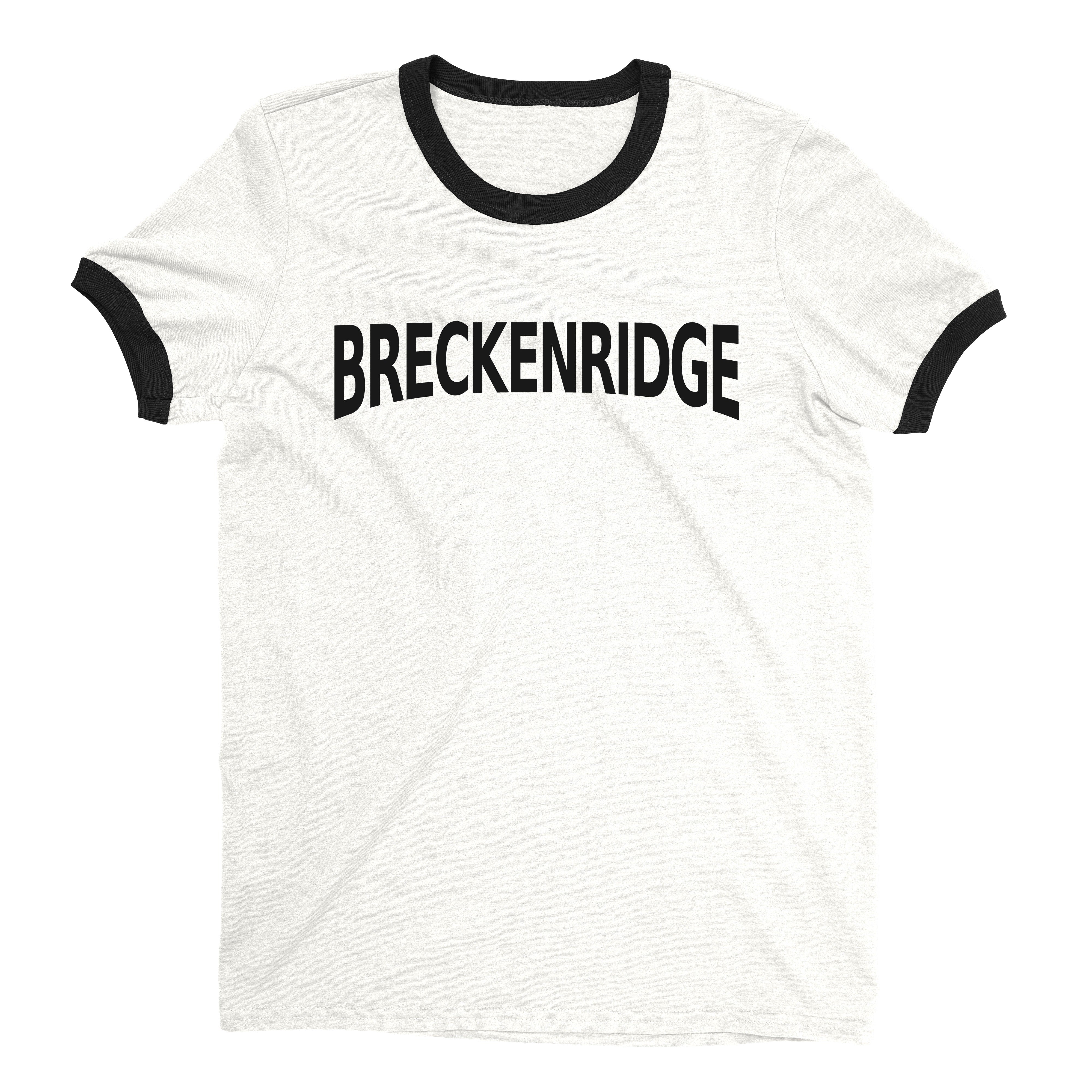 Breckenridge Ski Resort Ringer Tee Retro Style Men's T-Shirt - NYC Factory - White
