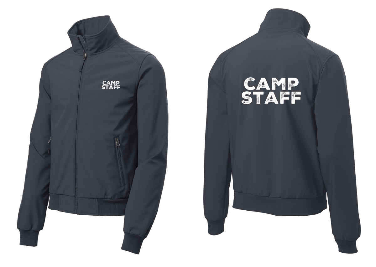 NYC Factory Camp Staff Soft Shell Bomber Jacket (Rustic) - Chest + Back - Battleship Grey