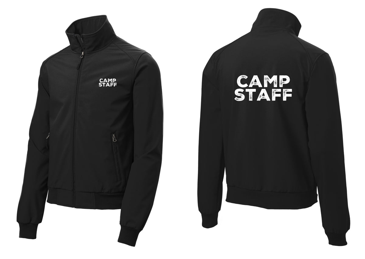 NYC Factory Camp Staff Soft Shell Bomber Jacket (Rustic) - Chest + Back - Black