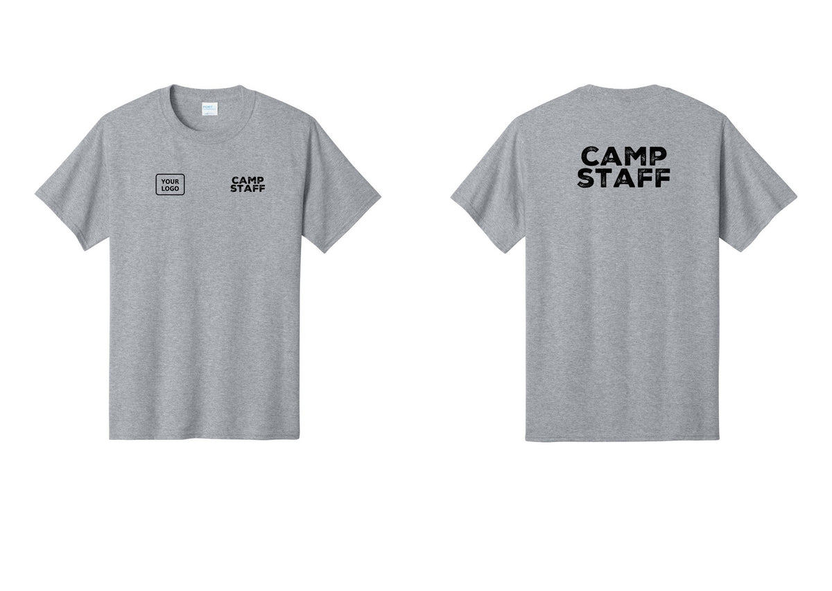 NYC Factory Custom Logo Camp Staff T-Shirt - CAMP STAFF + Your Logo + Back - Athletic Heather