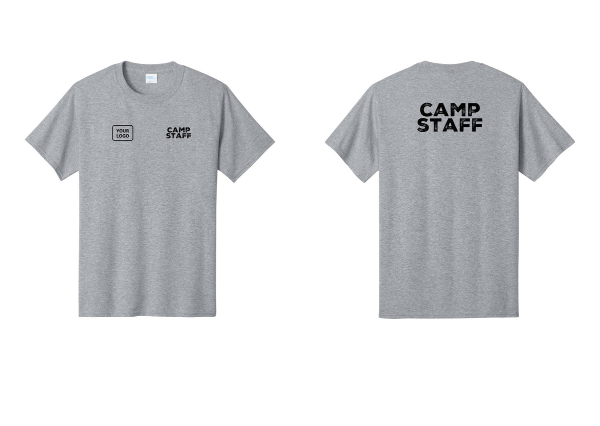 NYC Factory Unisex Custom Logo Camp Staff T-Shirt - CAMP STAFF + Your Logo + Back - Athletic Heather
