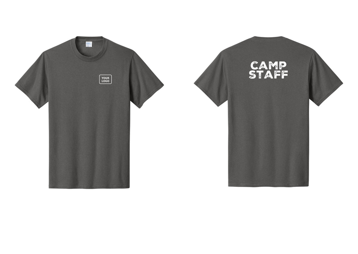 NYC Factory Unisex Custom Logo Camp Staff T-Shirt - Your Logo + Back - Charcoal