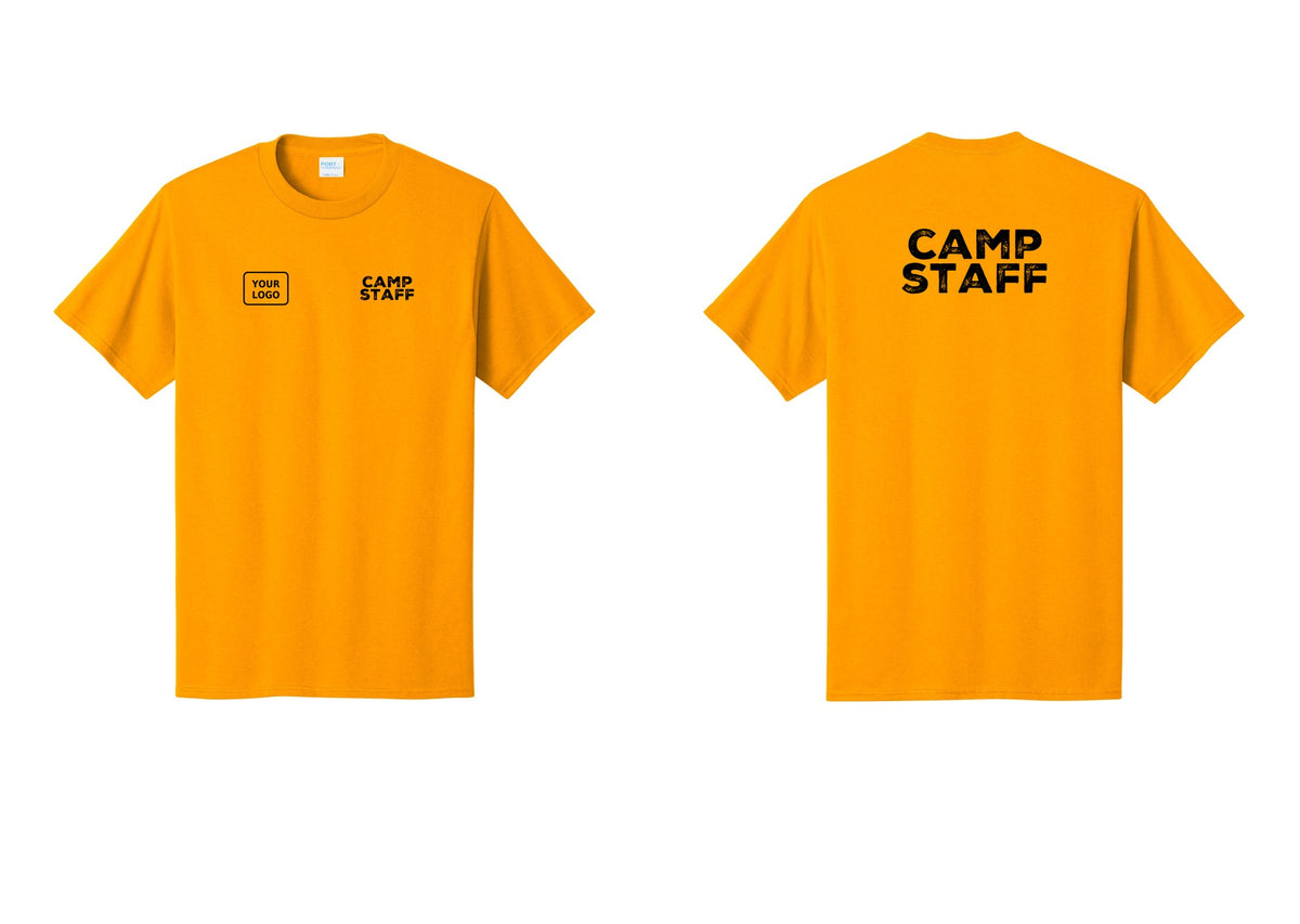 NYC Factory Custom Logo Camp Staff T-Shirt - CAMP STAFF + Your Logo + Back - Gold