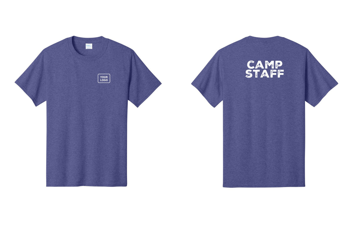 NYC Factory Unisex Custom Logo Camp Staff T-Shirt - Your Logo + Back - Heather Purple