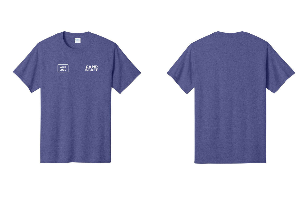 NYC Factory Custom Logo Camp Staff T-Shirt - CAMP STAFF + Your Logo - Heather Purple