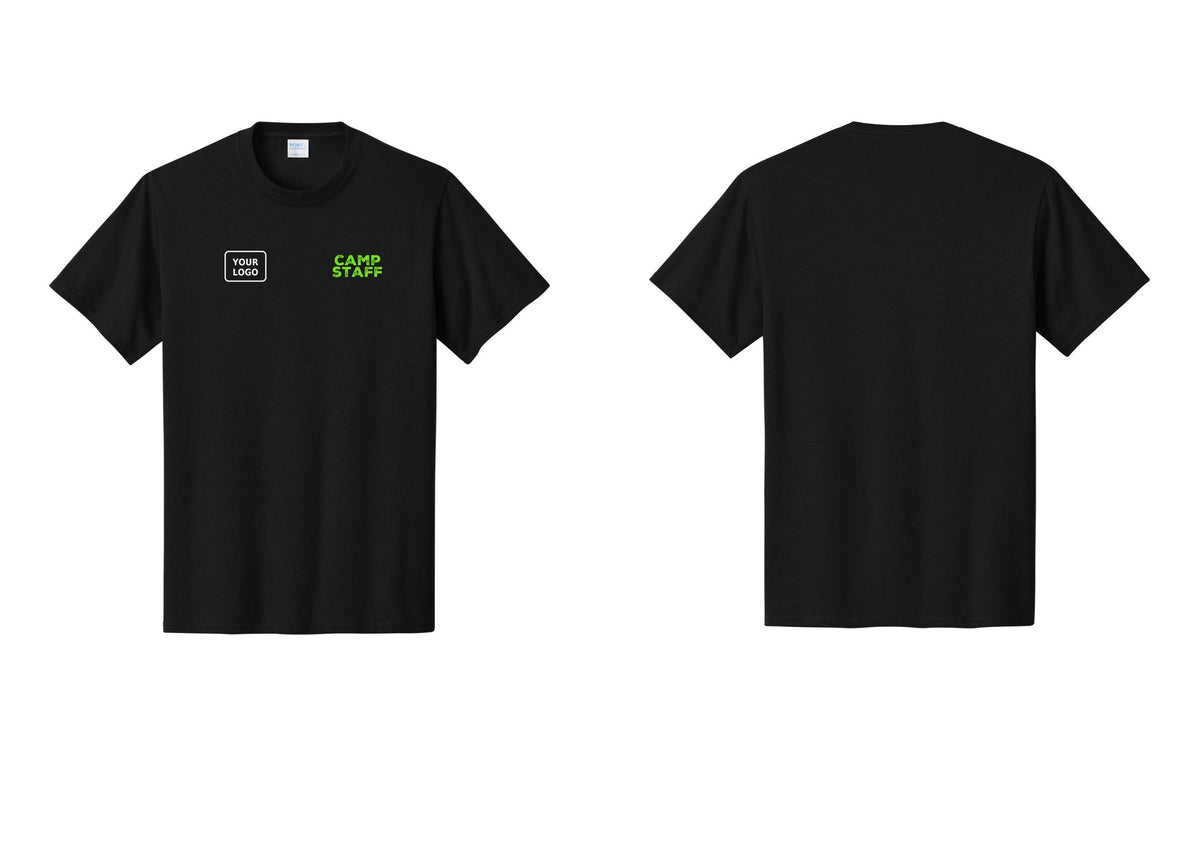 NYC Factory Custom Logo Camp Staff T-Shirt - CAMP STAFF + Your Logo - Black / Neon
