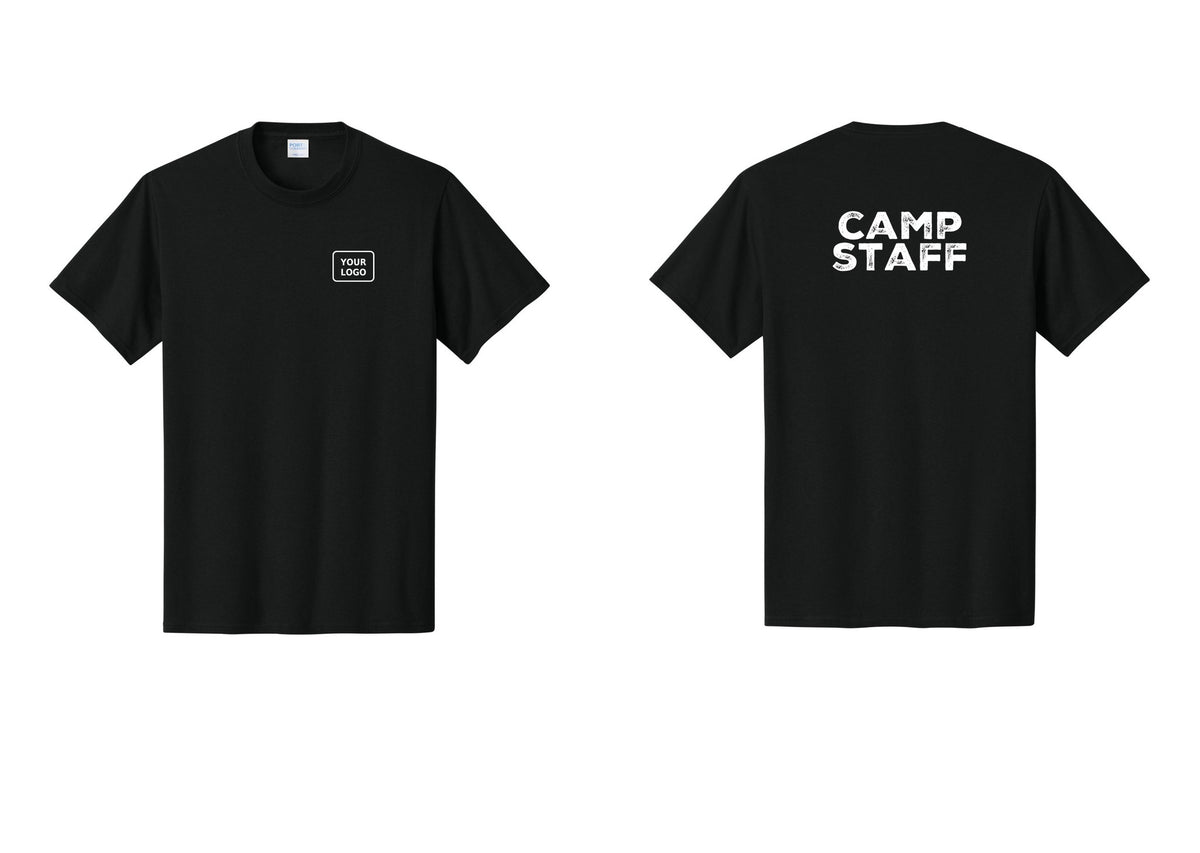 NYC Factory Custom Logo Camp Staff T-Shirt - Your Logo + Back - Black
