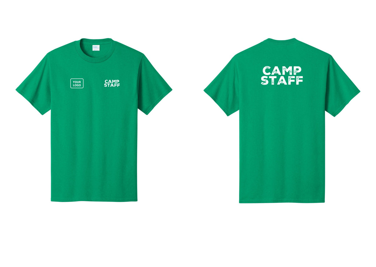 NYC Factory Custom Logo Camp Staff T-Shirt - CAMP STAFF + Your Logo + Back - Kelly