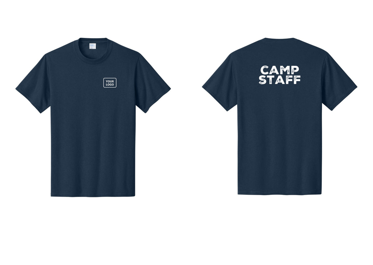 NYC Factory Custom Logo Camp Staff T-Shirt - Your Logo + Back - Navy