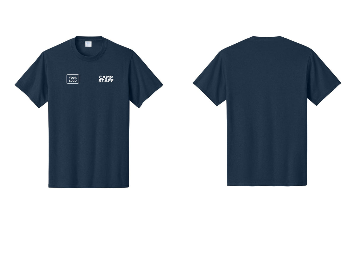 NYC Factory Custom Logo Camp Staff T-Shirt - CAMP STAFF + Your Logo - Navy