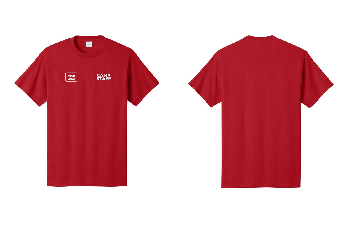 NYC Factory Custom Logo Camp Staff T-Shirt - CAMP STAFF + Your Logo - Red