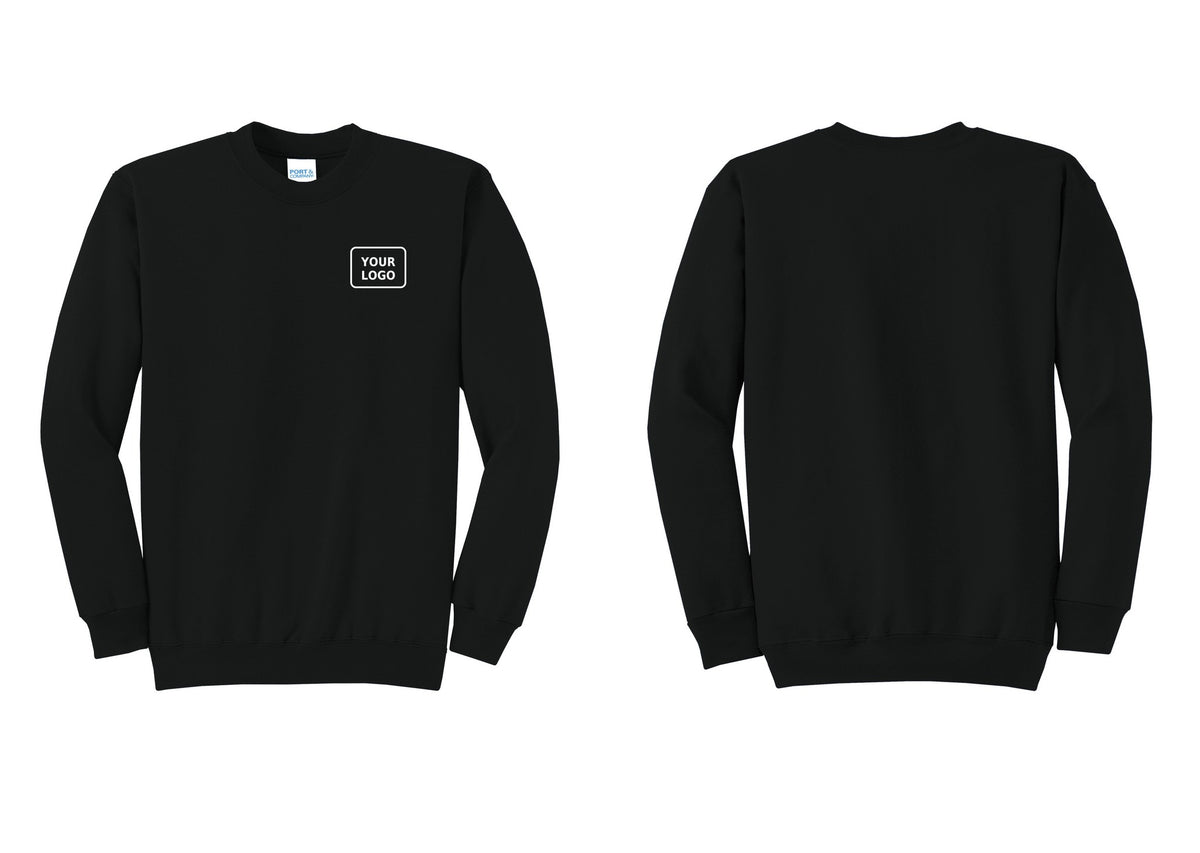 NYC Factory Custom Logo Camp Staff Cotton Fleece Crewneck Sweatshirt (Rustic) - Your Logo Only - Black