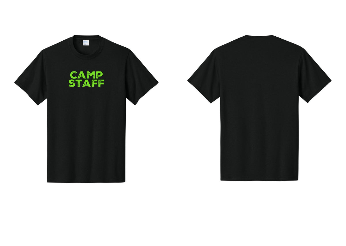 NYC Factory Unisex Camp Staff Charcoal T-Shirt - Front Only - Black / Neon