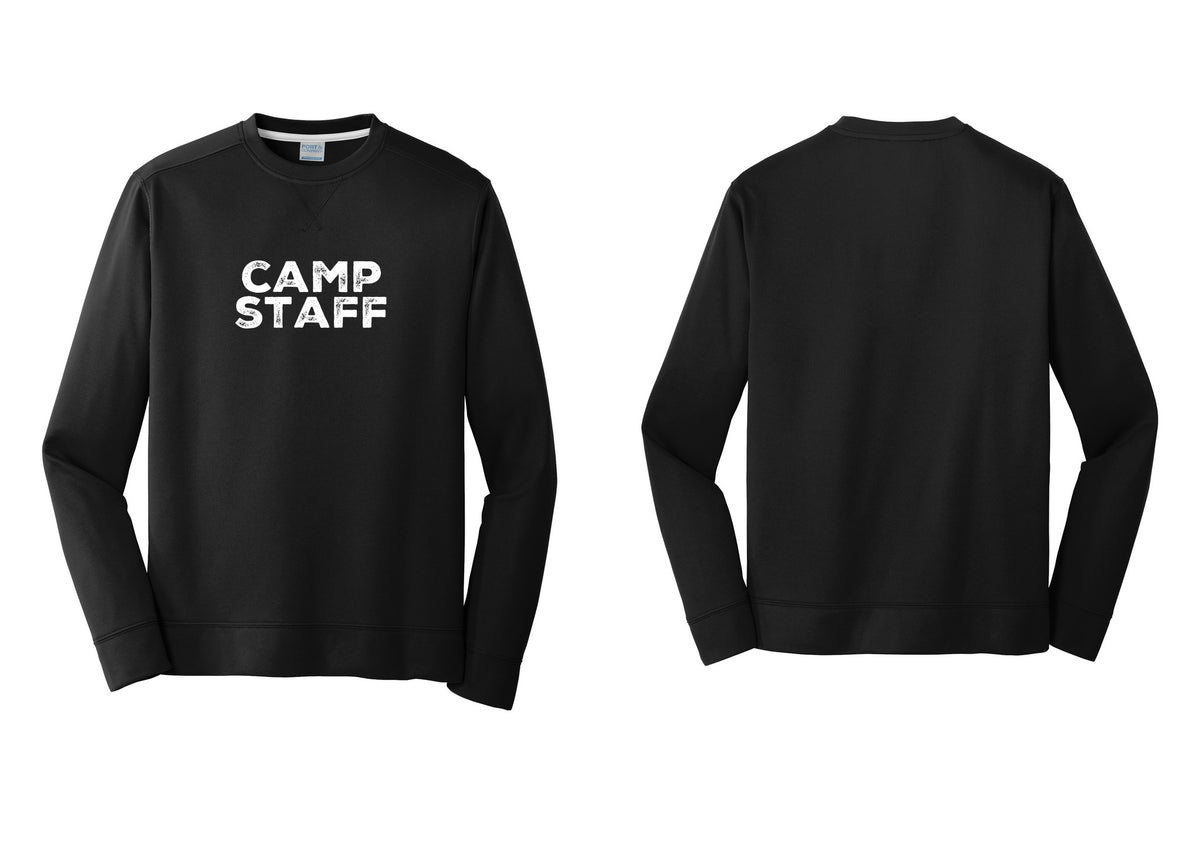 NYC Factory Camp Staff Performance Fleece Crewneck Sweatshirt (Rustic) - Front Only - Black