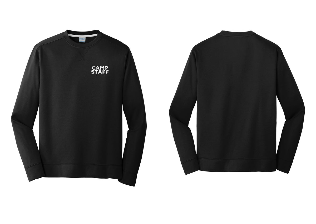 NYC Factory Camp Staff Performance Fleece Crewneck Sweatshirt (Rustic) - Chest Only - Black