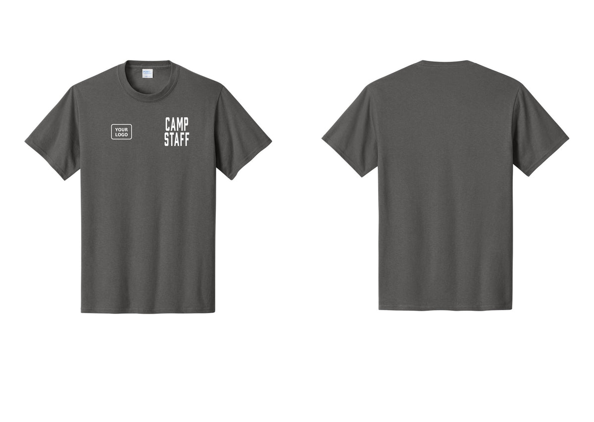 NYC Factory Unisex Custom Logo Camp Staff T-Shirt - CAMP STAFF + Your Logo - Charcoal