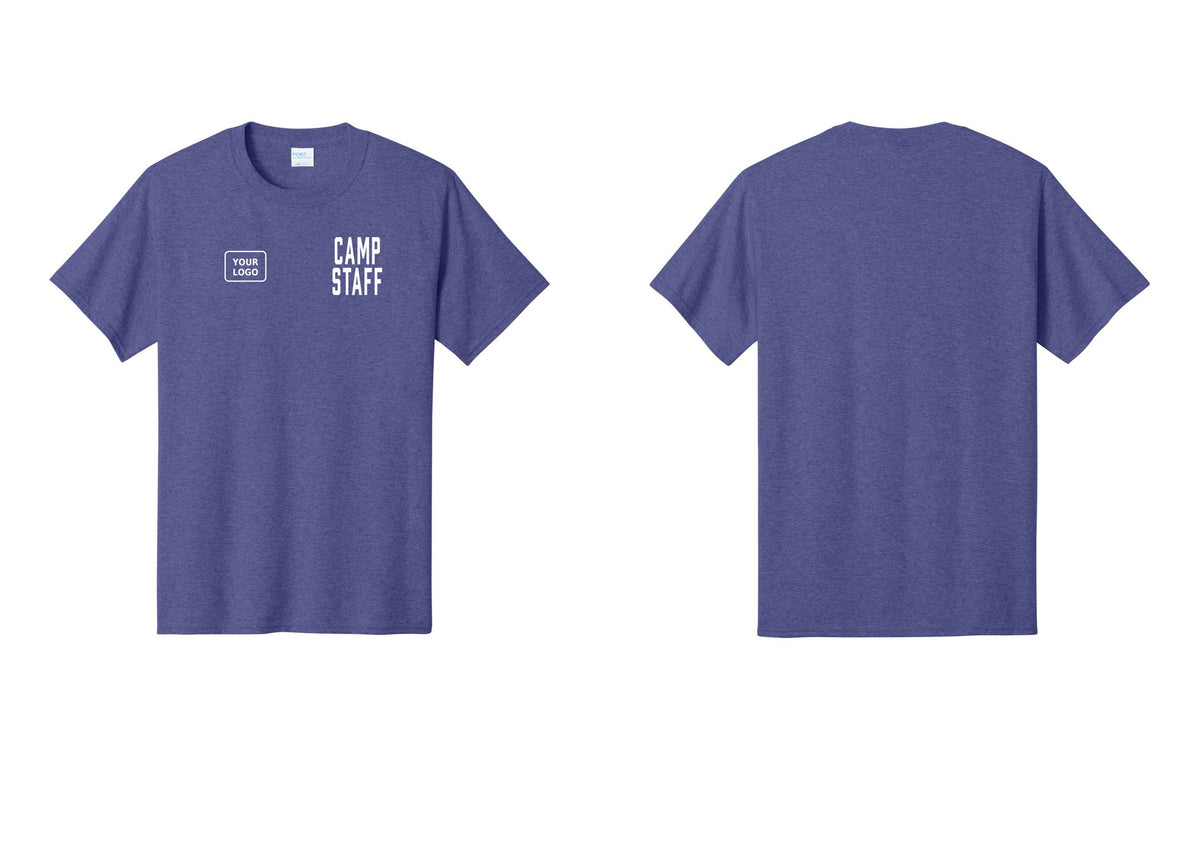 NYC Factory Unisex Custom Logo Camp Staff T-Shirt - CAMP STAFF + Your Logo - Heather Purple