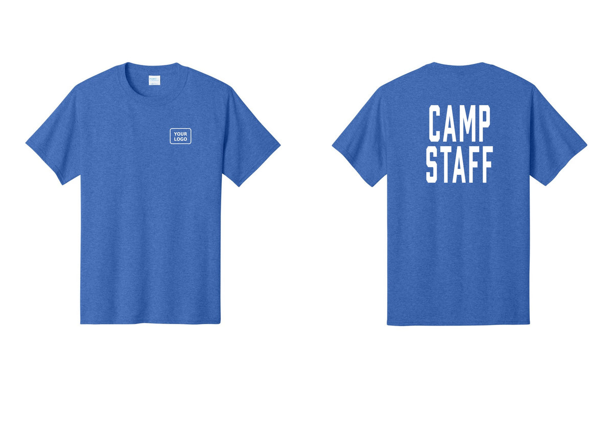 NYC Factory Unisex Custom Logo Camp Staff T-Shirt - Your Logo + Back - Heather Royal