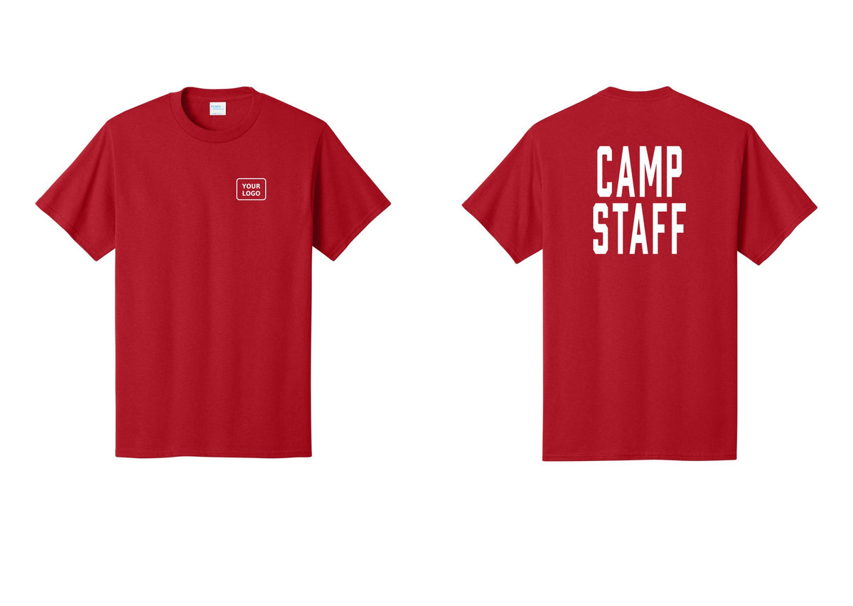 NYC Factory Unisex Custom Logo Camp Staff T-Shirt - Your Logo + Back - Red