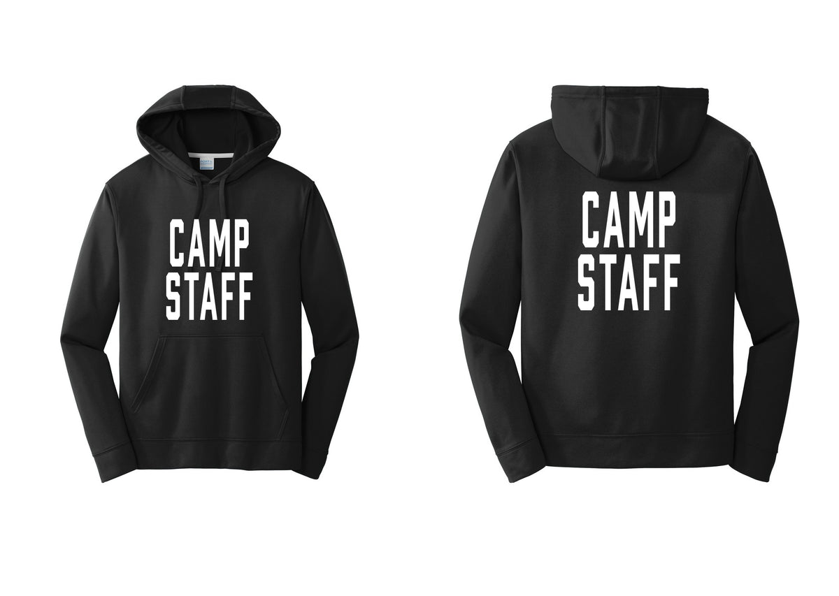 NYC Factory Camp Staff Performance Hooded Fleece Pullover Sweatshirt (Classic) - Front + Back - Black