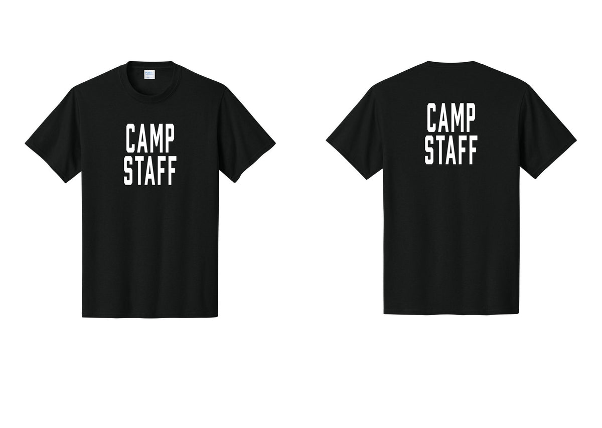 NYC Factory Camp Staff T-Shirt, Condensed Lettering - Front + Back - Black