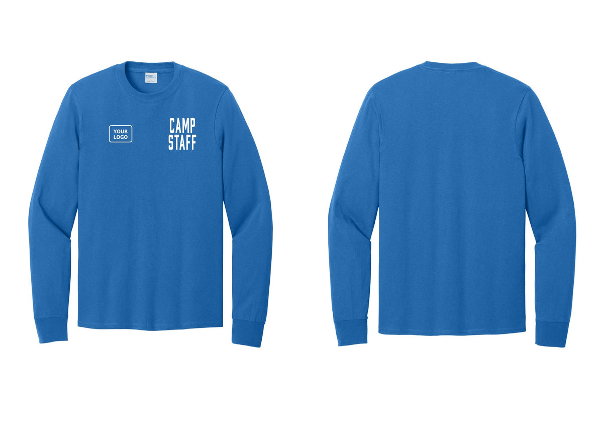 NYC Factory Custom Logo Camp Staff Cotton Long Sleeve T-Shirt (Classic) - CAMP STAFF + Your Logo - Royal