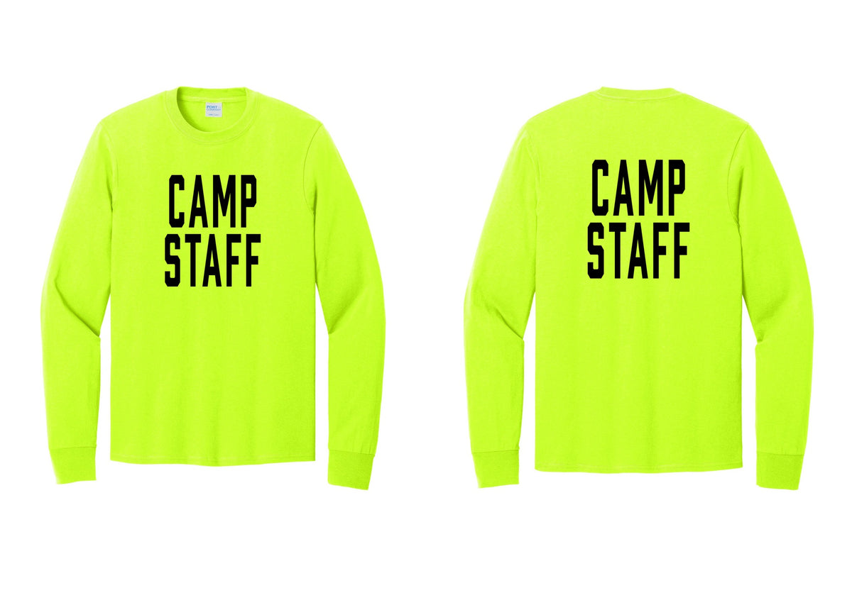 NYC Factory Camp Staff Cotton Long Sleeve T-Shirt (Classic) - Front + Back - Safety Green