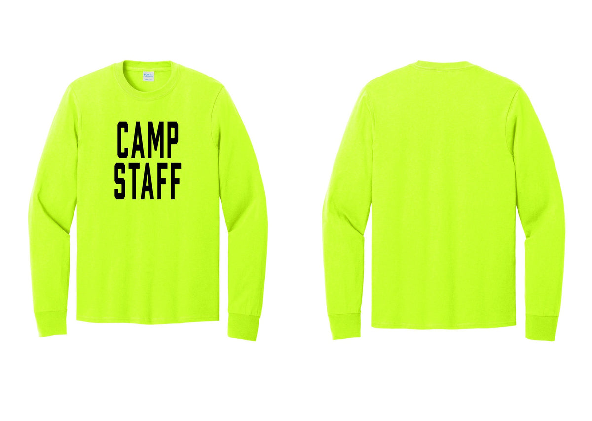 NYC Factory Camp Staff Cotton Long Sleeve T-Shirt (Classic) - Front Only - Safety Green