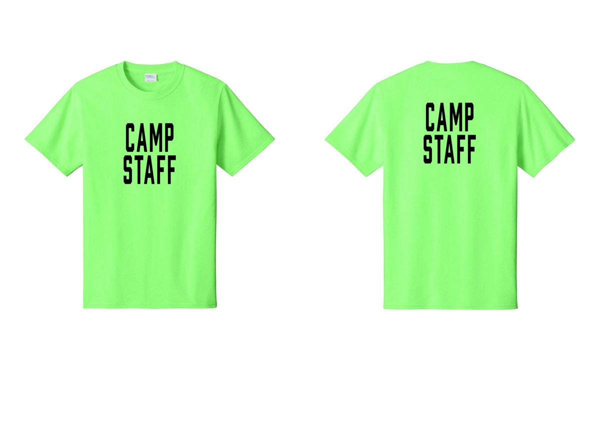 NYC Factory Camp Staff T-Shirt, Condensed Lettering - Front + Back - Neon Green