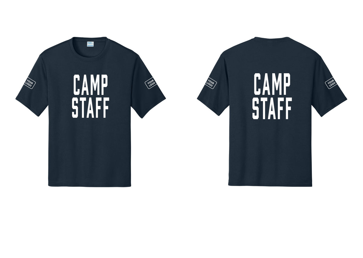 NYC Factory Custom Logo Camp Staff Performance T-Shirt (Classic) - Front + Back + Your Logo Sleeves - Navy