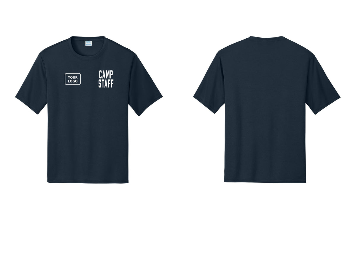 NYC Factory Custom Logo Camp Staff Performance T-Shirt (Classic) - CAMP STAFF + Your Logo - Navy