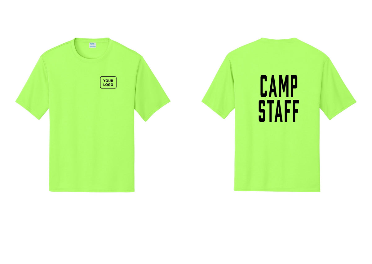 NYC Factory Custom Logo Camp Staff Performance T-Shirt (Classic) - Your Logo + Back - Neon Green