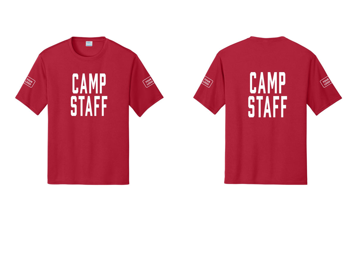 NYC Factory Custom Logo Camp Staff Performance T-Shirt (Classic) - Front + Back + Your Logo Sleeves - Red