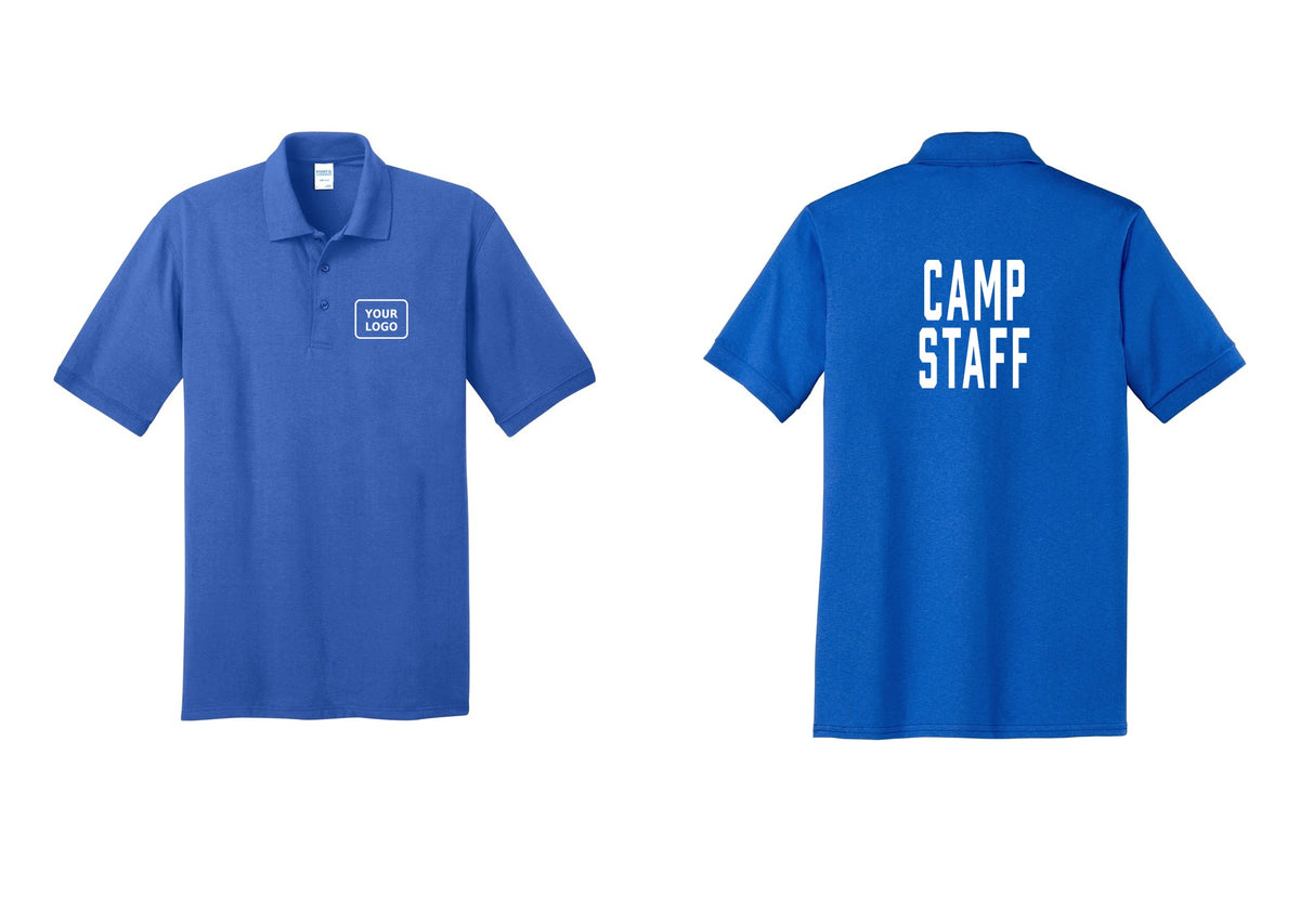 NYC Factory Custom Logo Camp Staff Polo Shirt (Classic) - Your Logo + Back - Royal