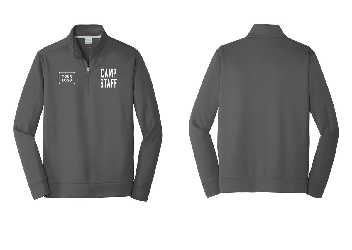 NYC Factory Custom Logo Camp Staff Performance Fleece 1/4-Zip Pullover Sweatshirt (Classic) - CAMP STAFF + Your Logo - Charcoal