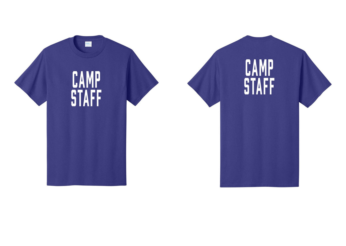 NYC Factory Camp Staff T-Shirt, Condensed Lettering - Front + Back - Purple