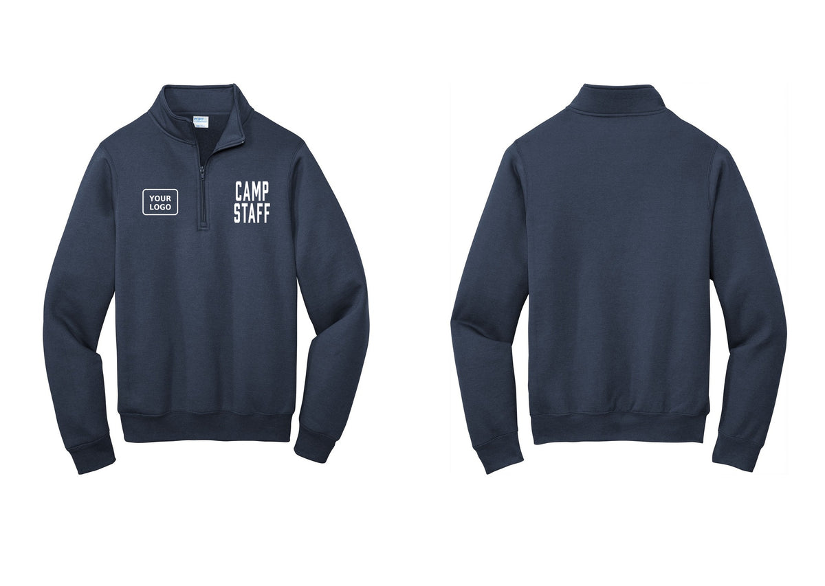 NYC Factory Custom Logo Camp Staff Cotton Fleece 1/4-Zip Pullover Sweatshirt (Classic) - CAMP STAFF + Your Logo - Navy