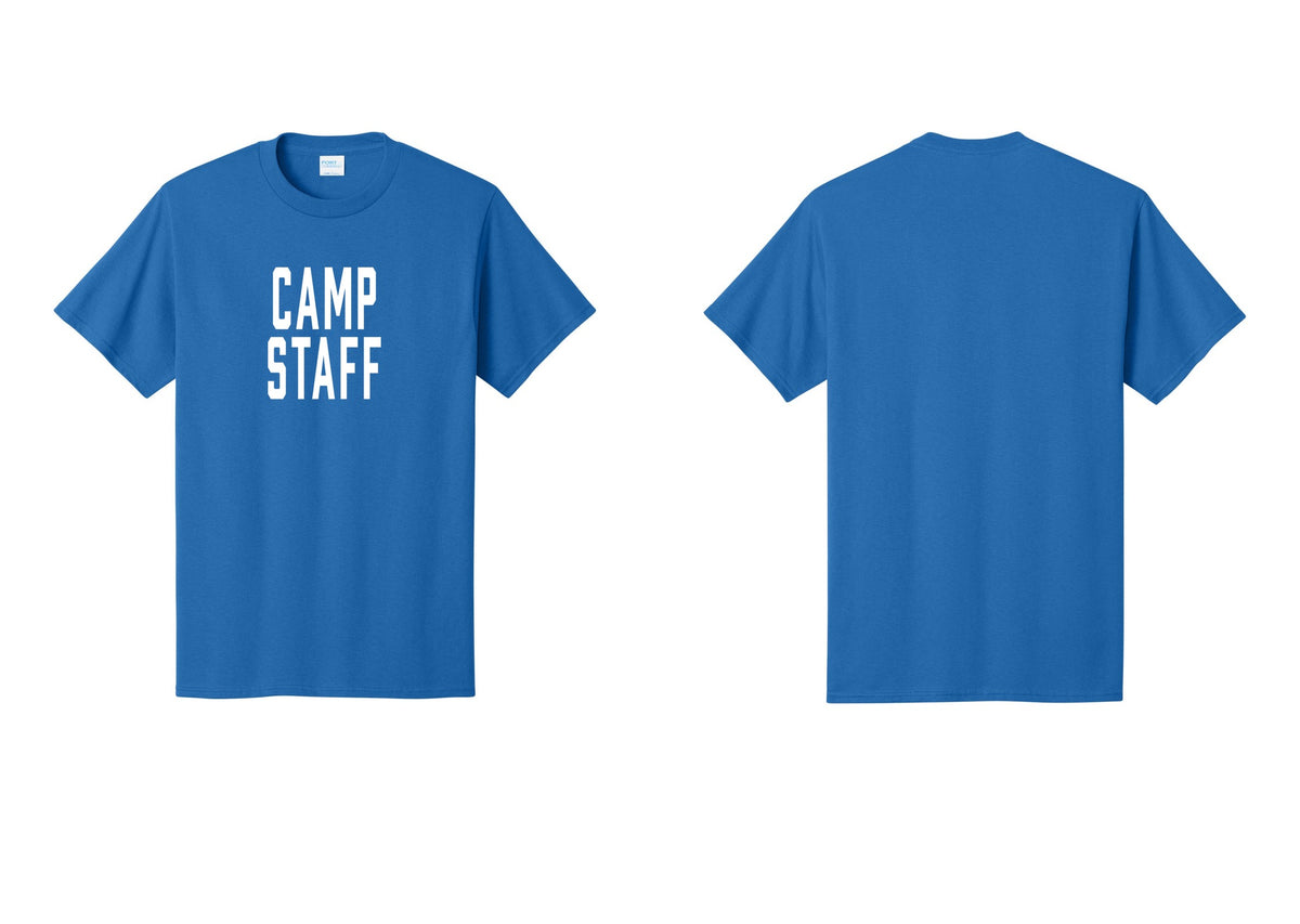 NYC Factory Camp Staff T-Shirt, Condensed Lettering - Front Only - Royal