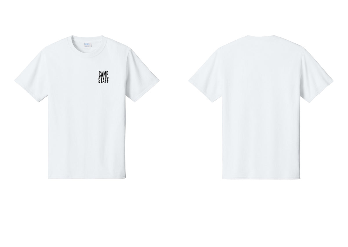 NYC Factory Camp Staff T-Shirt, Condensed Lettering - Chest Only - White