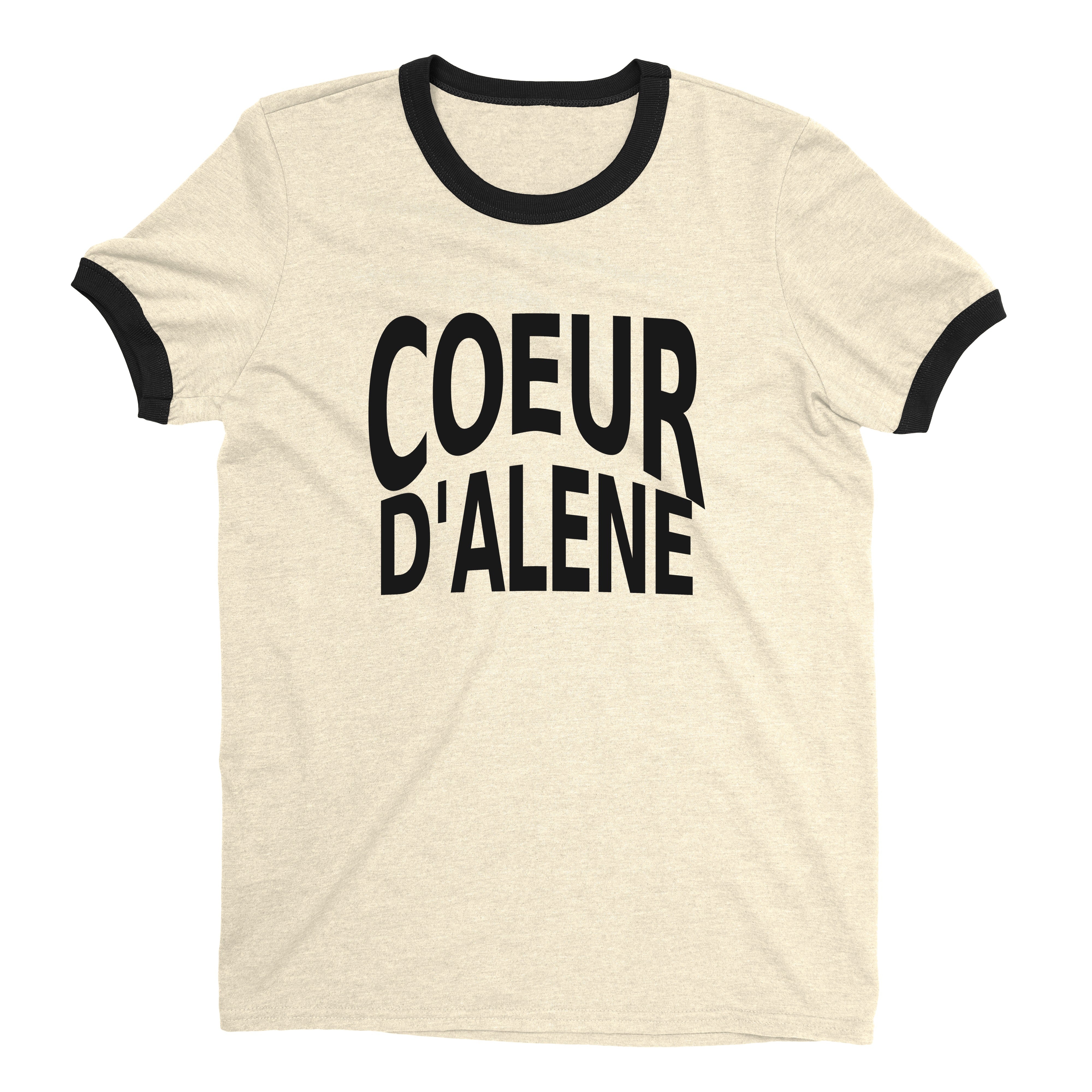 Lake Coeur d'Alene Ringer Tee Retro Style Men's T-Shirt - NYC Factory - Natural