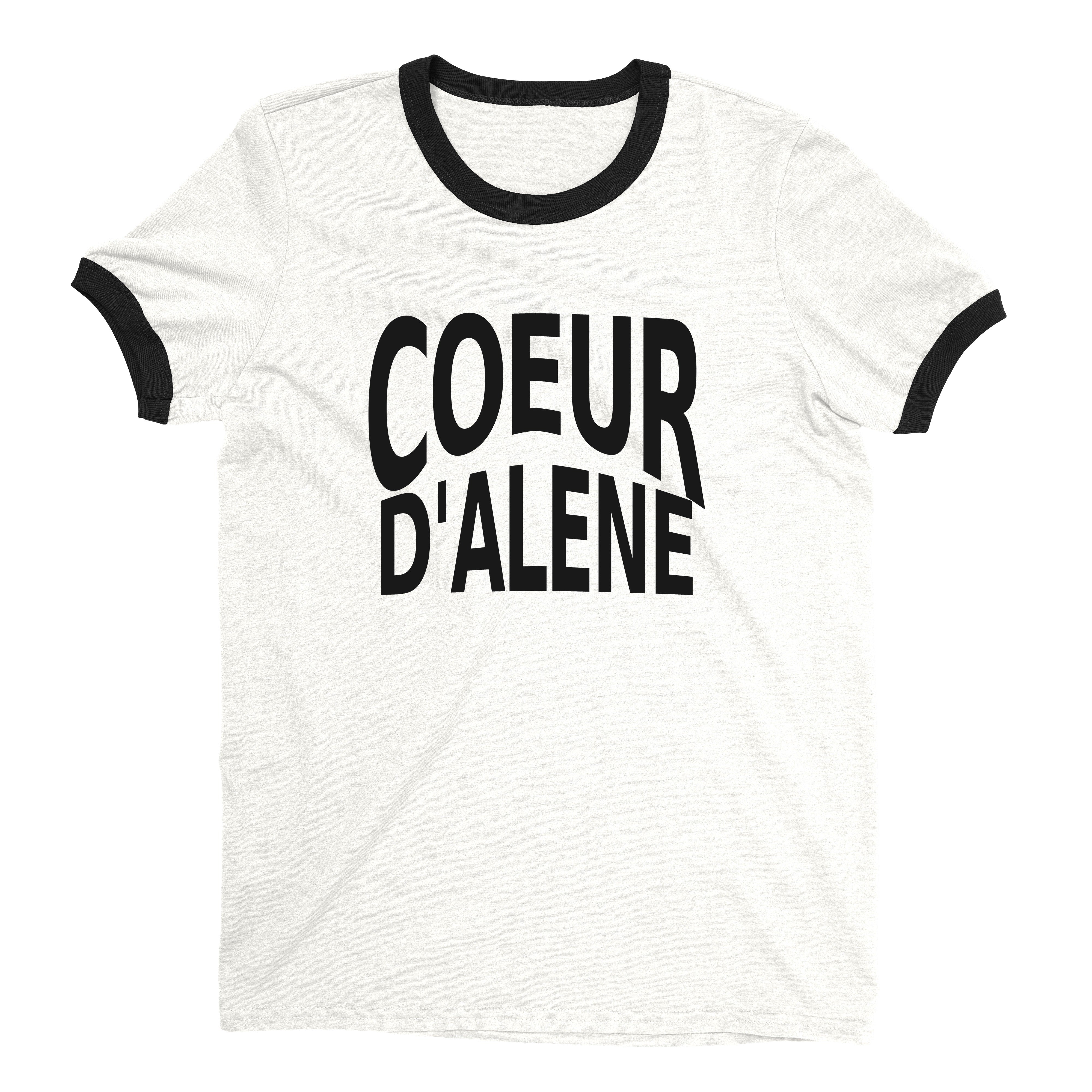 Lake Coeur d'Alene Ringer Tee Retro Style Men's T-Shirt - NYC Factory - White