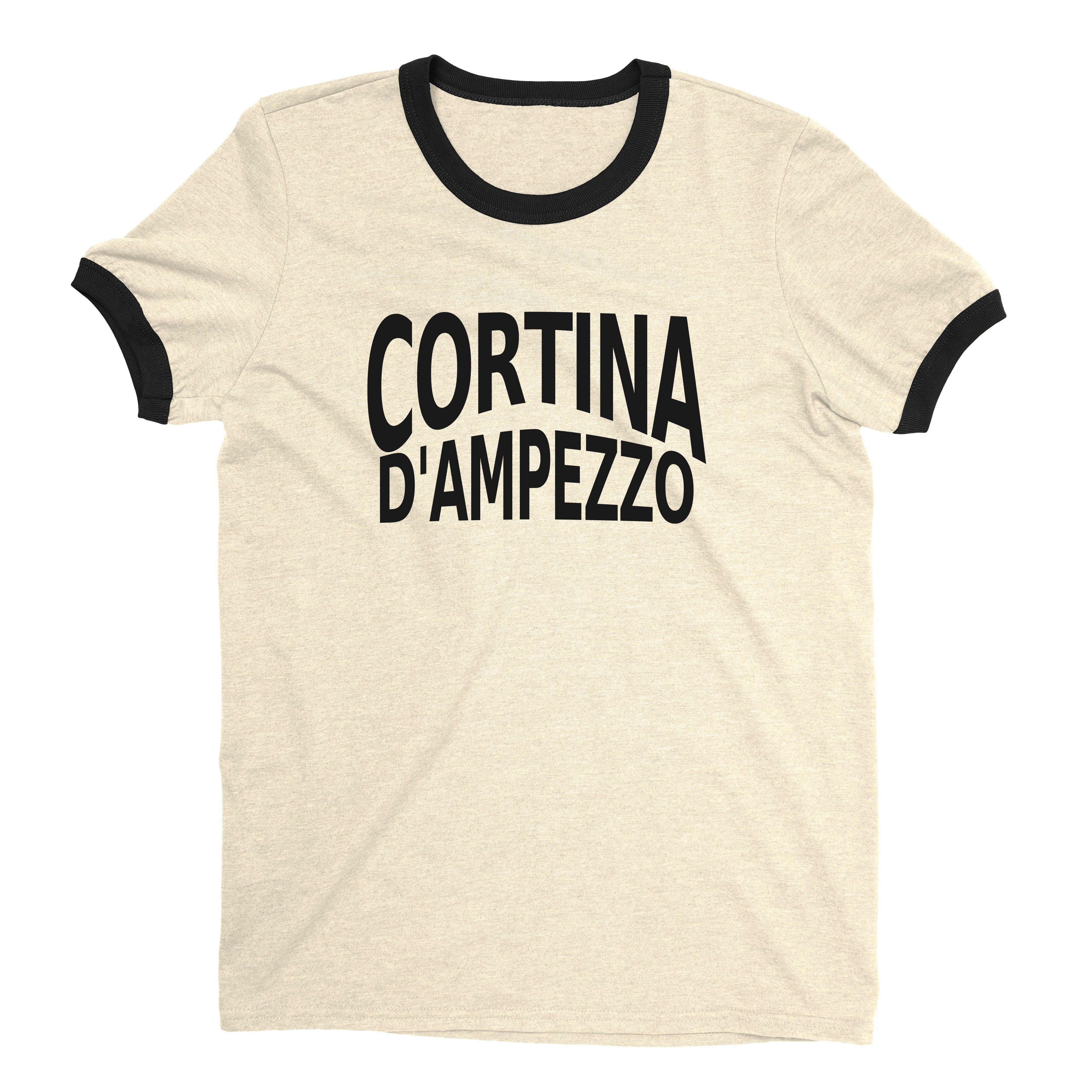 Cortina d'Ampezzo Ski Resort Ringer Tee Retro Style Men's T-Shirt - NYC Factory - Natural