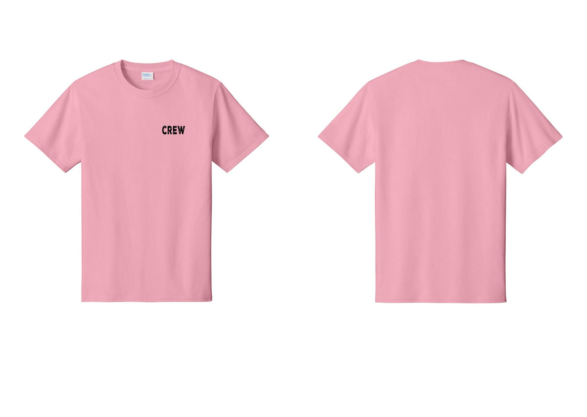 NYC Factory Crew T-Shirt for Event Staff & Production Teams (Rustic) - Chest Only - Candy Pink
