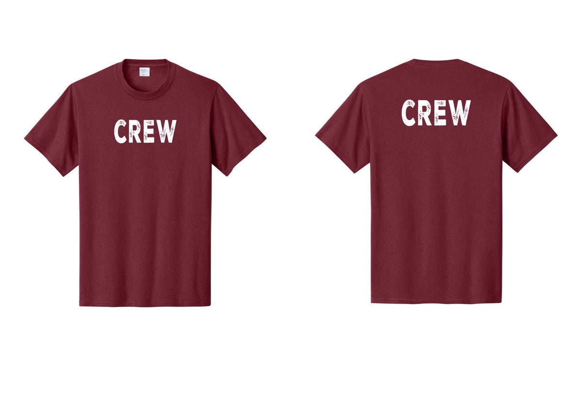 NYC Factory Crew T-Shirt for Event Staff & Production Teams (Rustic) - Front + Back - Cardinal