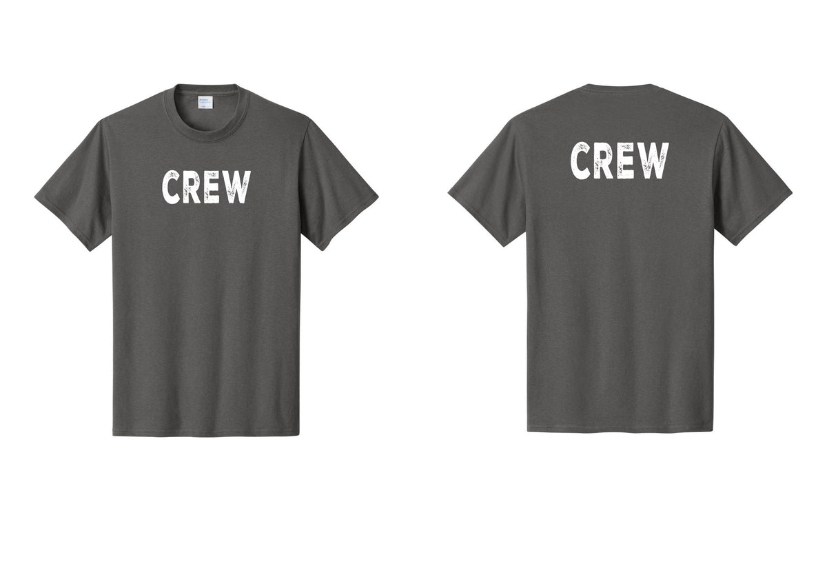 NYC Factory Crew T-Shirt for Event Staff & Production Teams (Rustic) - Front + Back - Charcoal
