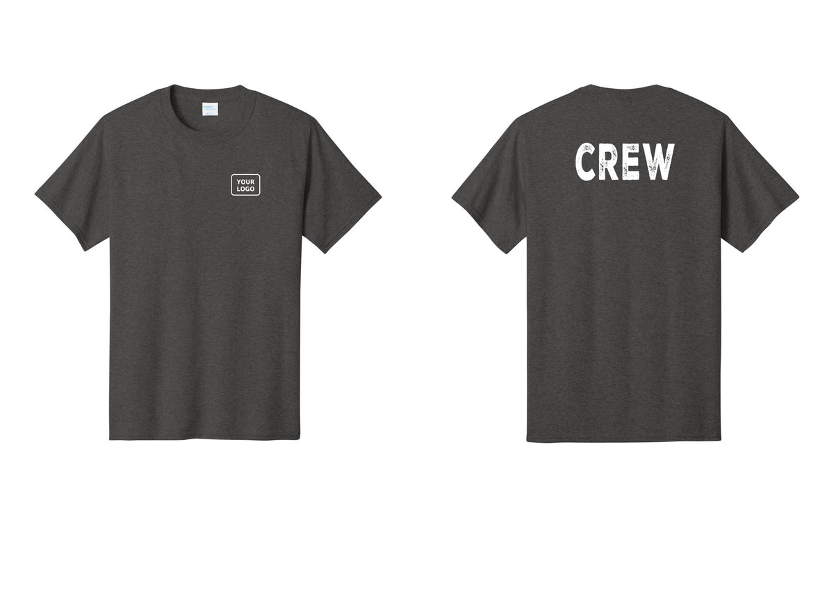 NYC Factory Custom Work Crew Uniform Tee with Your Logo (Rustic) - Your Logo + Back - Dark Heather Grey