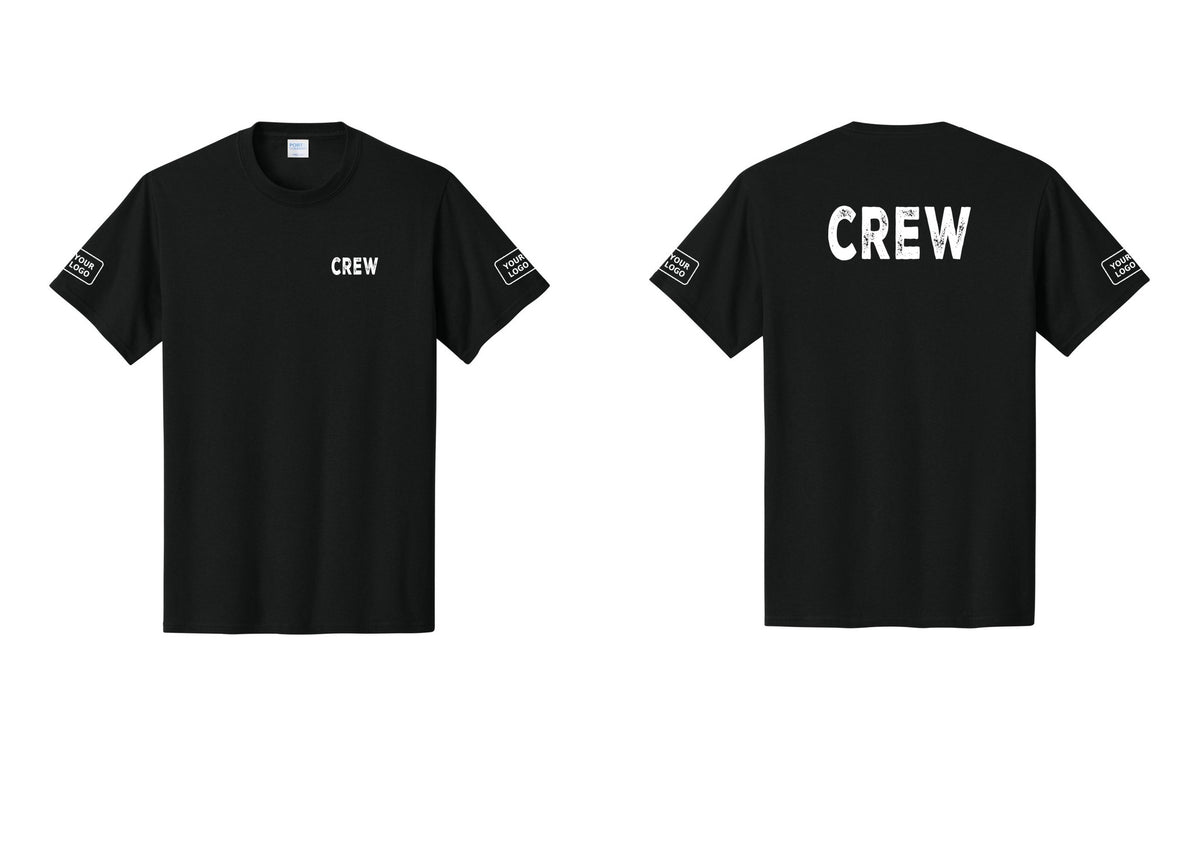 NYC Factory Custom Work Crew Uniform Tee with Your Logo (Rustic) - Chest + Back + Your Logo Sleeves - Black