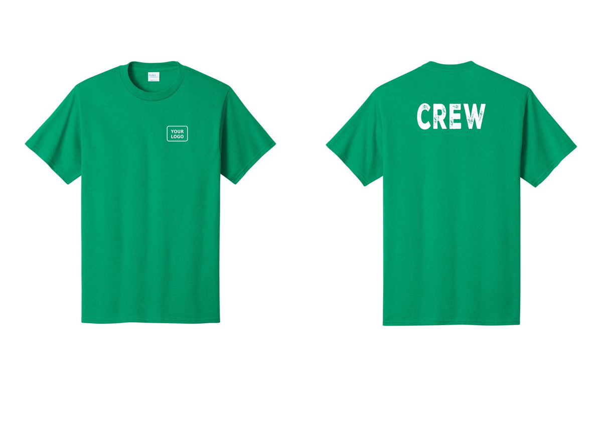 NYC Factory Custom Logo Crew T-Shirt, Rustic Lettering - Your Logo + Back - Kelly