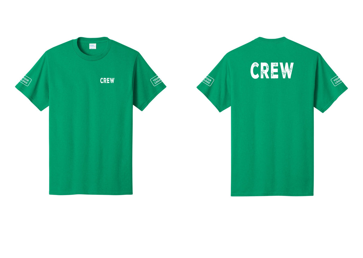 NYC Factory Custom Work Crew Uniform Tee with Your Logo (Rustic) - Chest + Back + Your Logo Sleeves - Kelly
