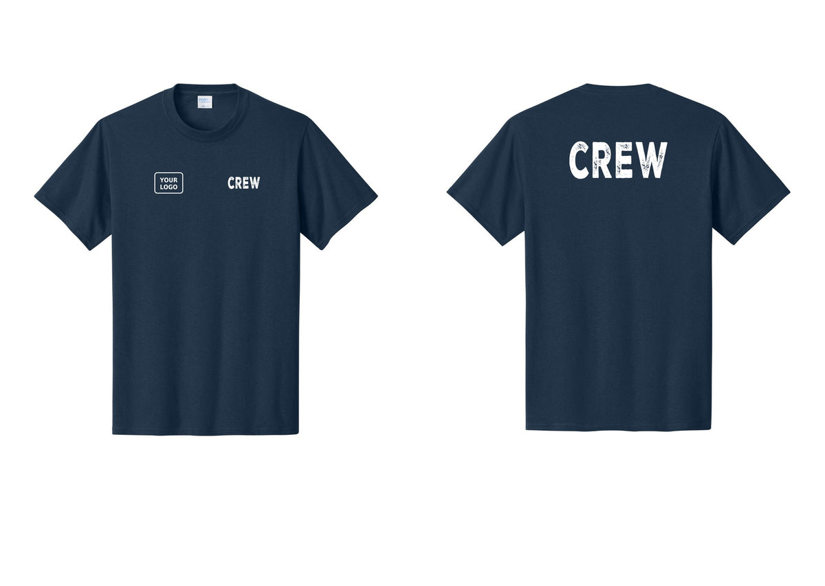NYC Factory Custom Work Crew Uniform Tee with Your Logo (Rustic) - CREW + Your Logo + Back - Navy